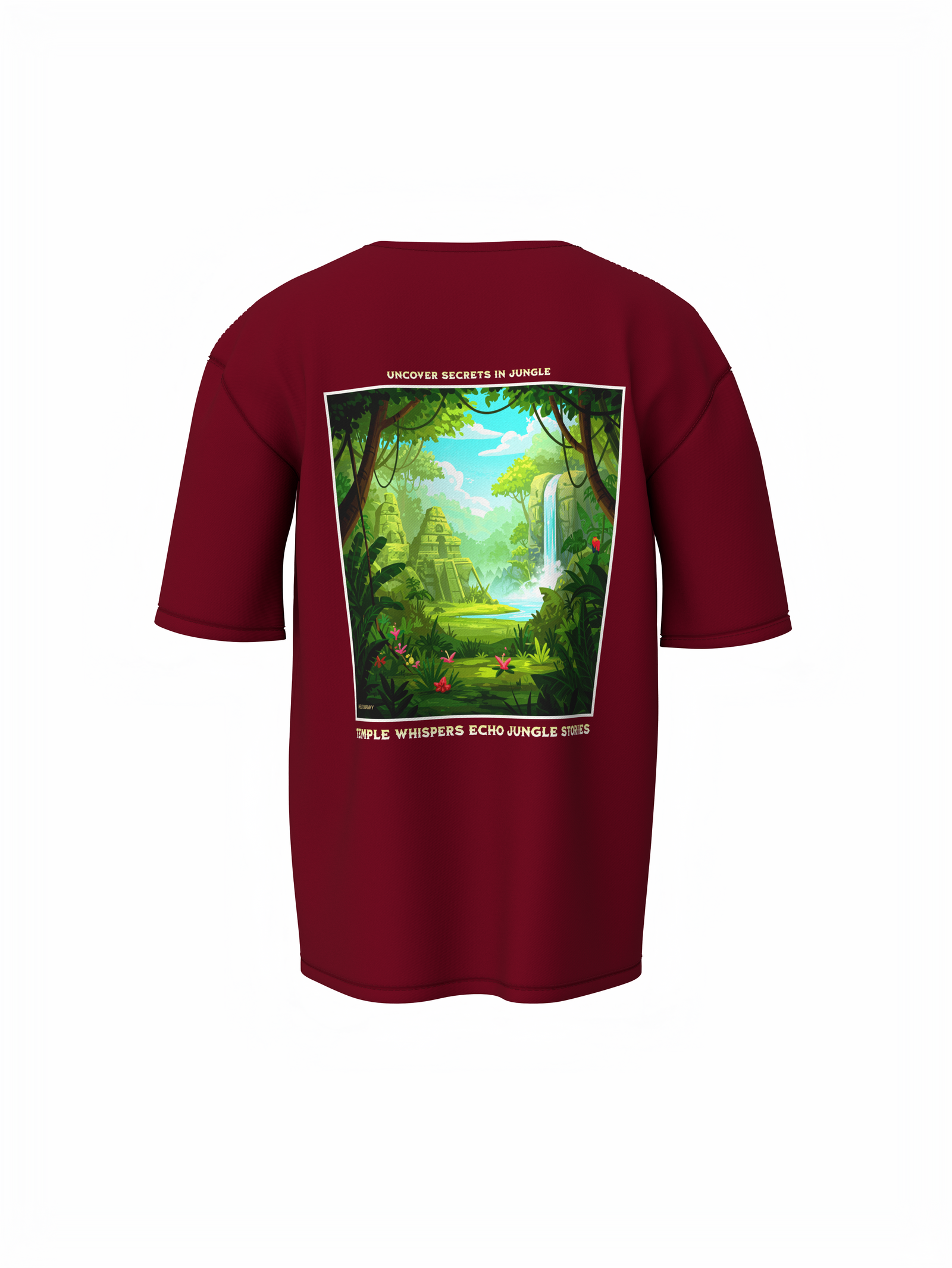 Nature Graphic Unisex Maroon Oversized T-Shirt – Bold & Cool