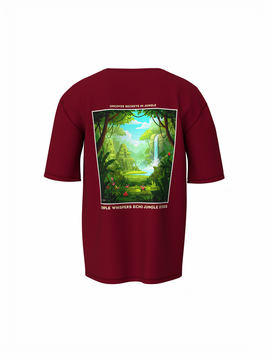 Nature Graphic Unisex Maroon Oversized T-Shirt
