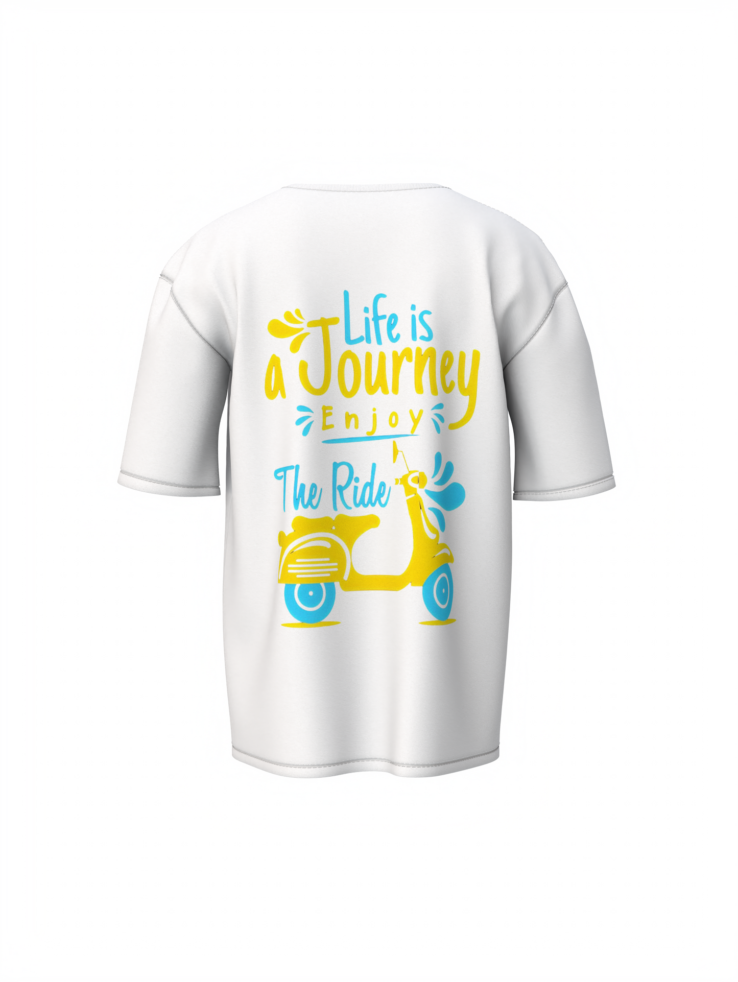Life Is Journey Unisex White Oversized T-Shirt Inspirational