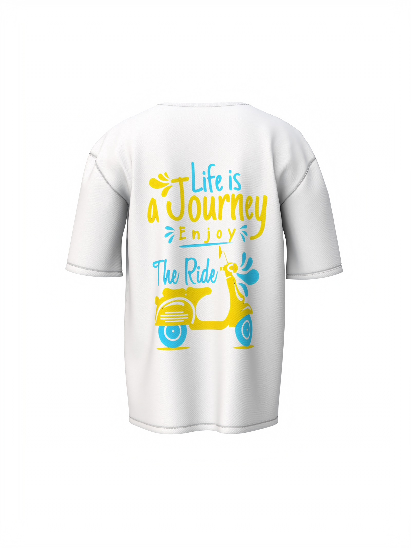 Life Is Journey Unisex White Oversized T-Shirt Inspirational