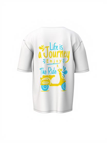 Life Is Journey Unisex White Oversized T-Shirt Inspirational