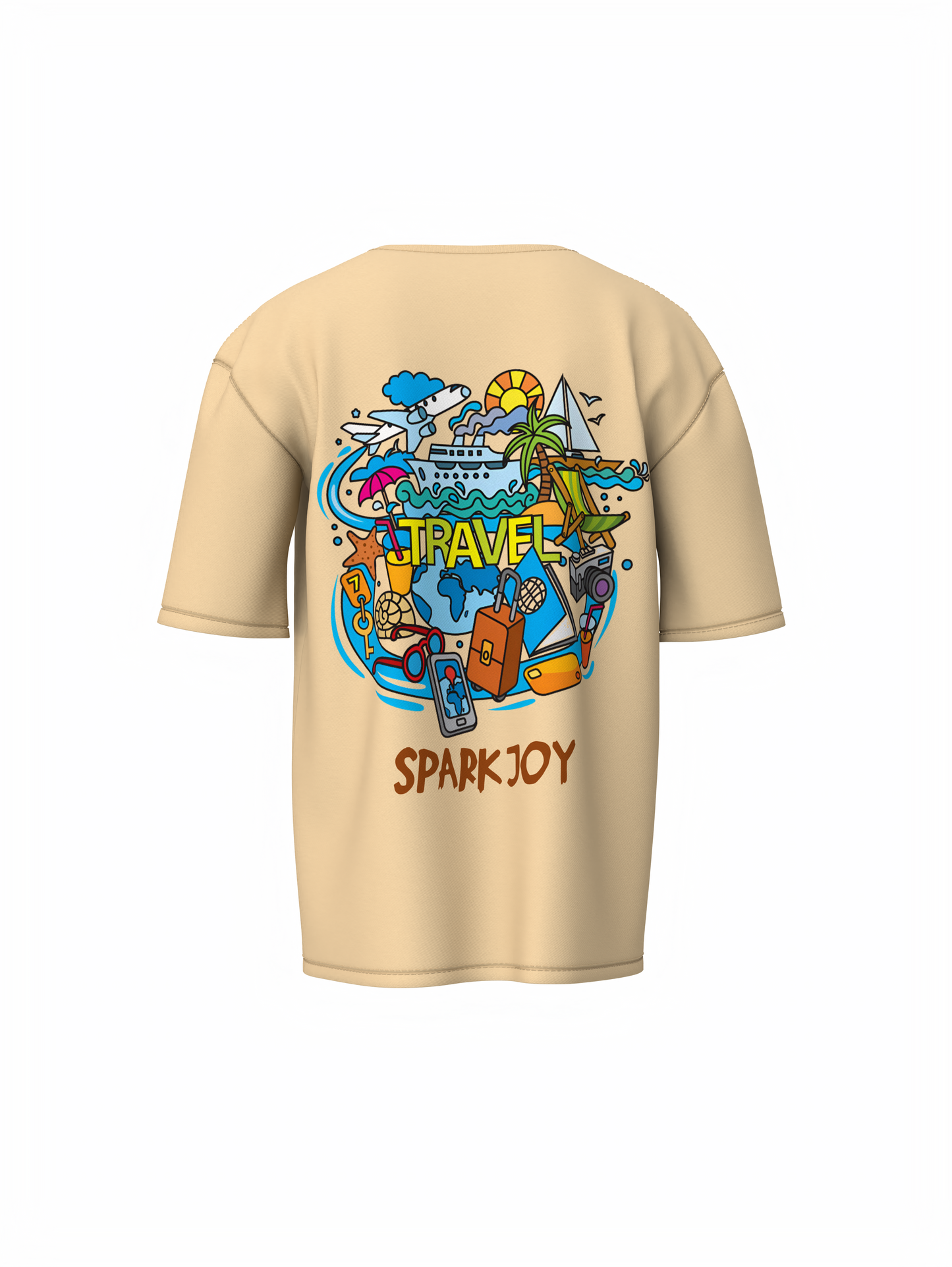 spark Joy Graphic Unisex Beige Oversized T-Shirt Casual Style