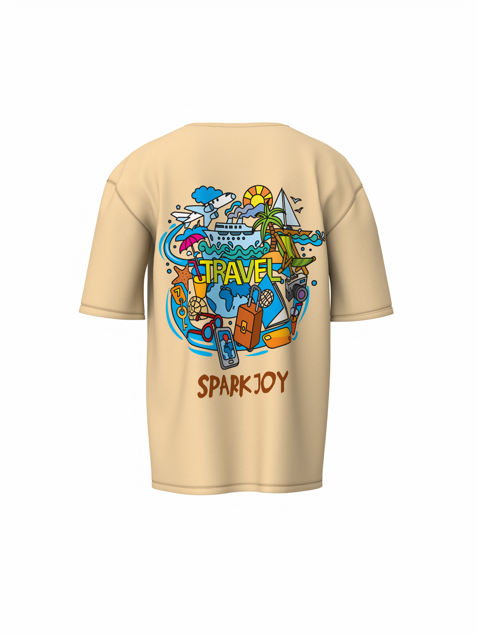 spark Joy Graphic Unisex Beige Oversized T-Shirt Casual Style
