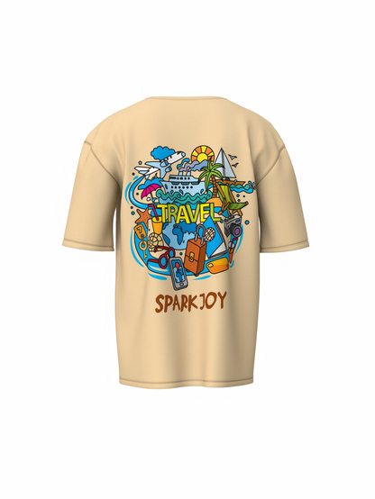 spark Joy Graphic Unisex Beige Oversized T-Shirt Casual Style
