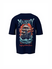 Majesty Graphic Unisex Dark Blue Oversized T-Shirt