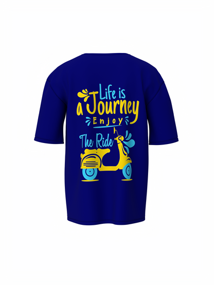 Life Is Journey Unisex Blue Oversized T-Shirt Motivational
