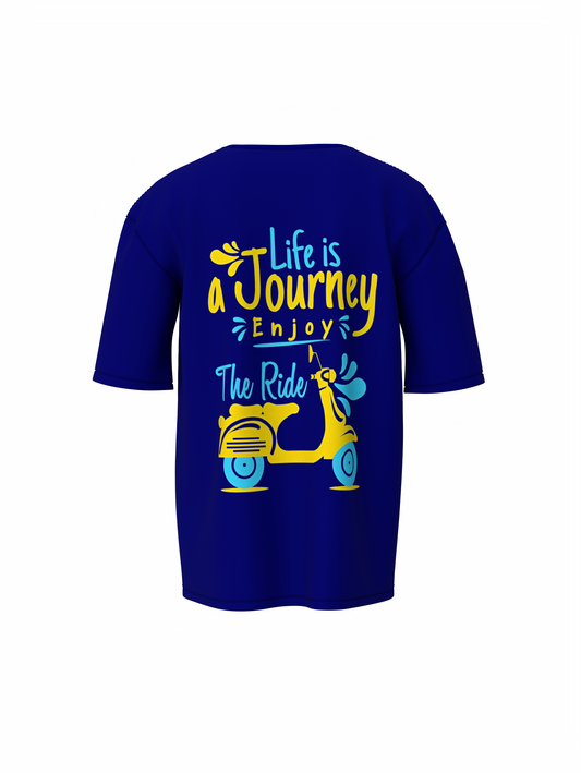 Life Is Journey Unisex Blue Oversized T-Shirt Motivational