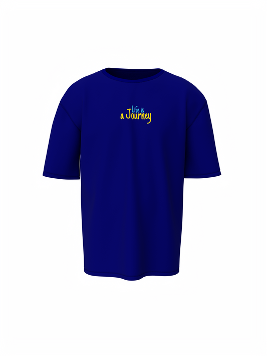 Life Is Journey Unisex Blue Oversized T-Shirt Motivational