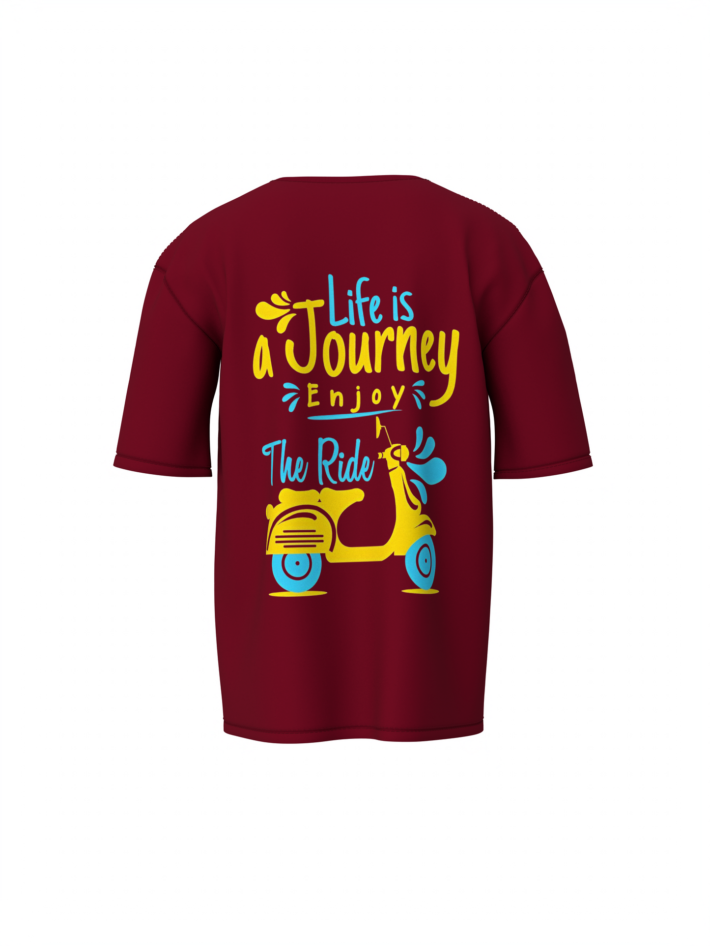 Life Is Journey Unisex Maroon Oversized T-Shirt Bold & Inspiring