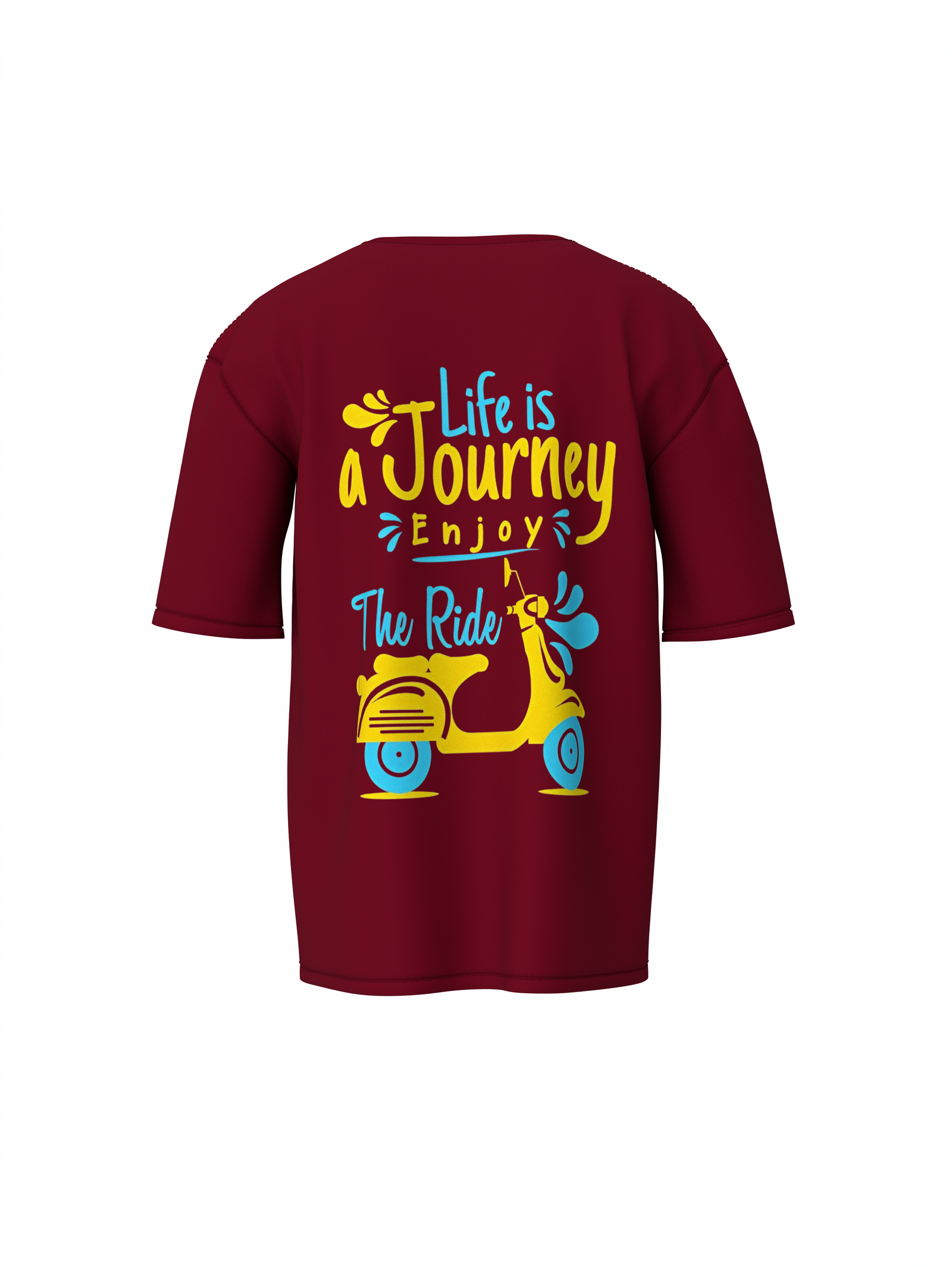 Life Is Journey Unisex Maroon Oversized T-Shirt Bold & Inspiring
