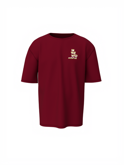 Nature Graphic Unisex Maroon Oversized T-Shirt – Bold & Cool