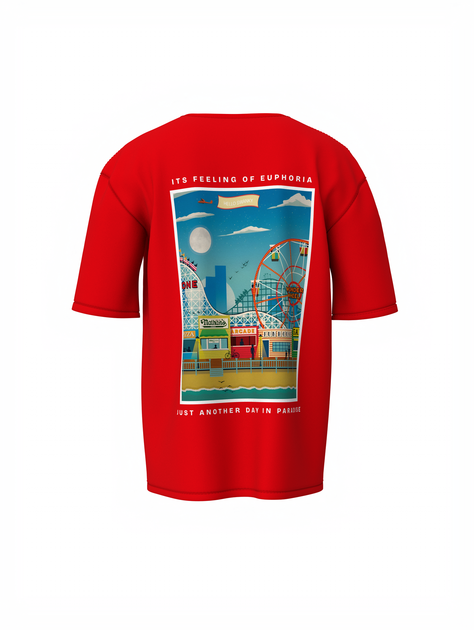 Euphoria Escape Unisex Red Oversized T-Shirt Streetwear