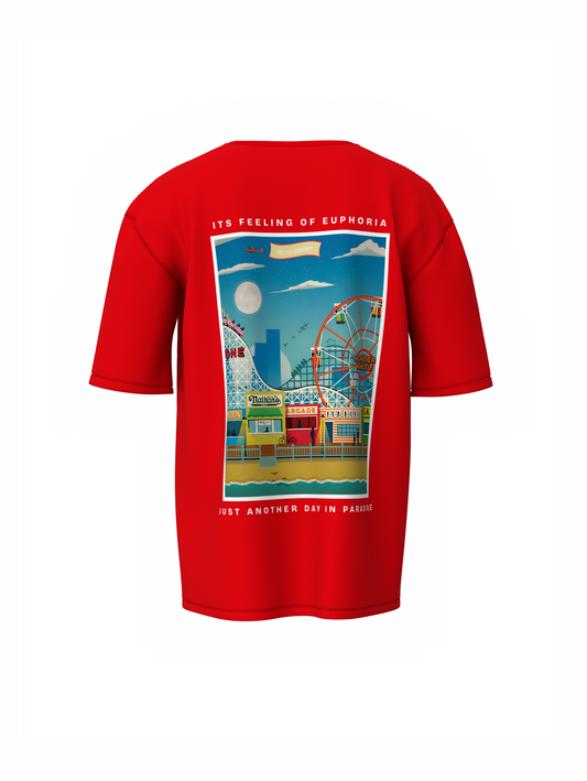 Euphoria Escape Unisex Red Oversized T-Shirt Streetwear
