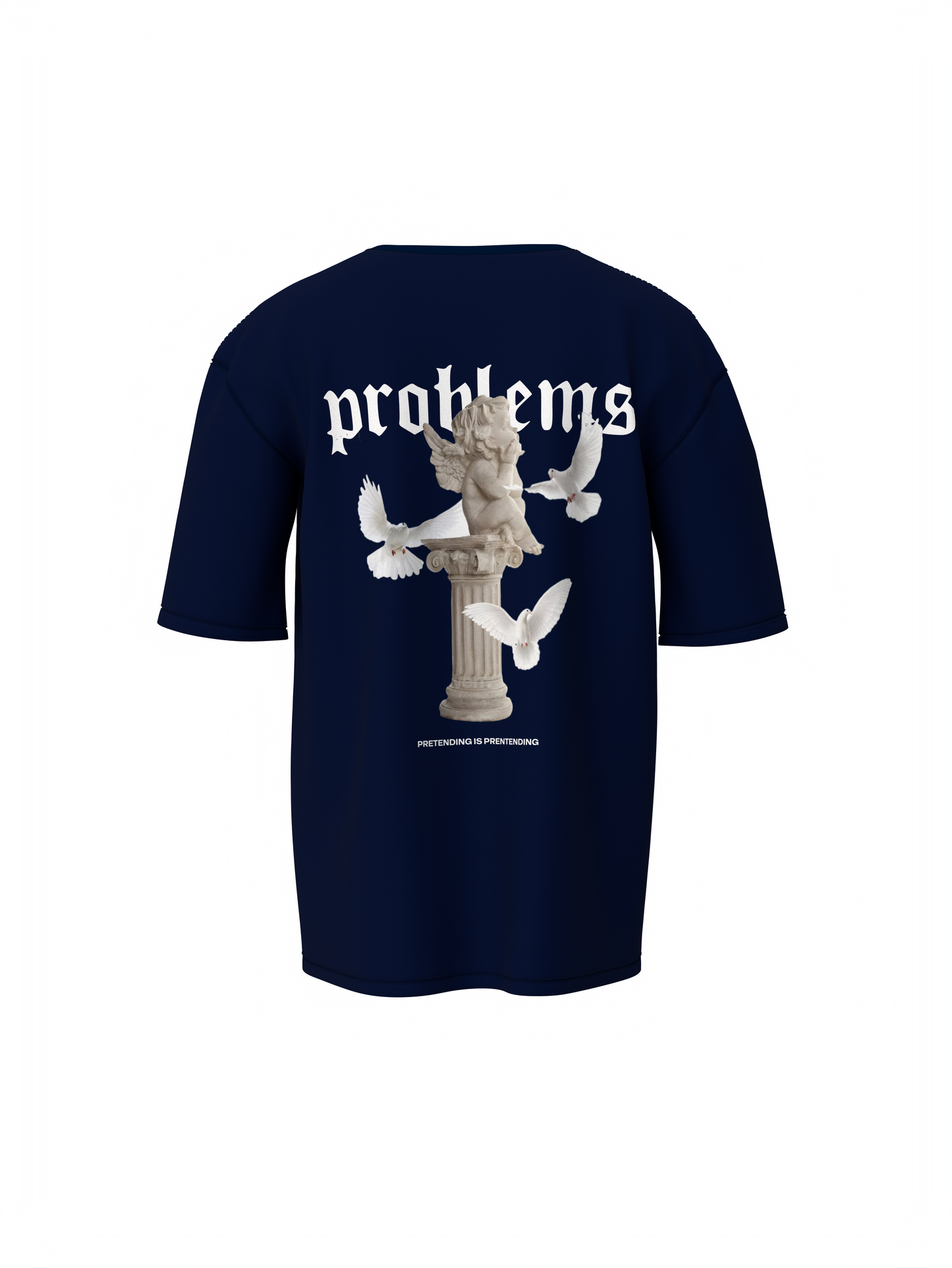 Problems Graphic Unisex Dark Blue Oversized T-Shirt Bold Tee