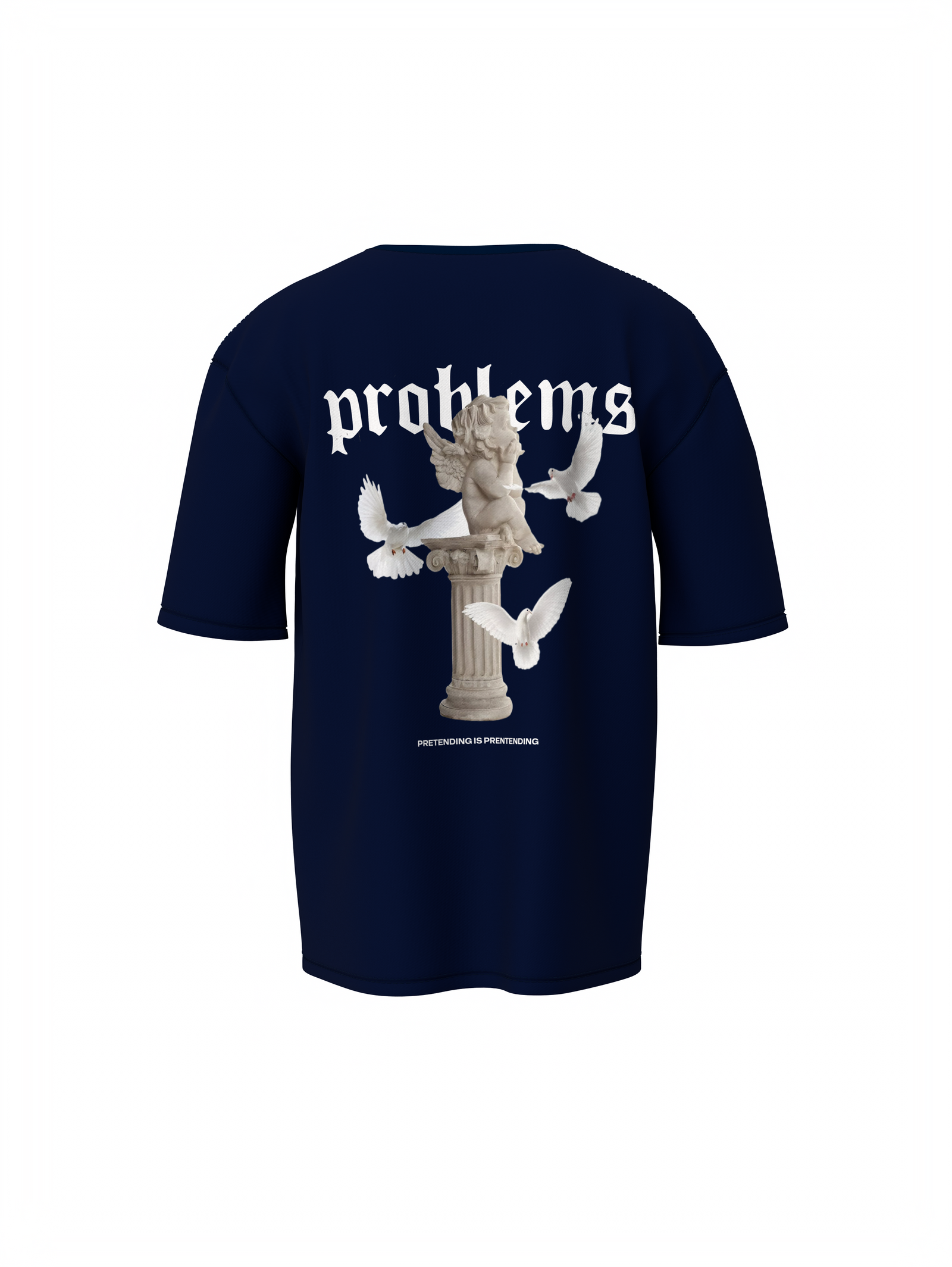 Problems Graphic Unisex Dark Blue Oversized T-Shirt Bold Tee