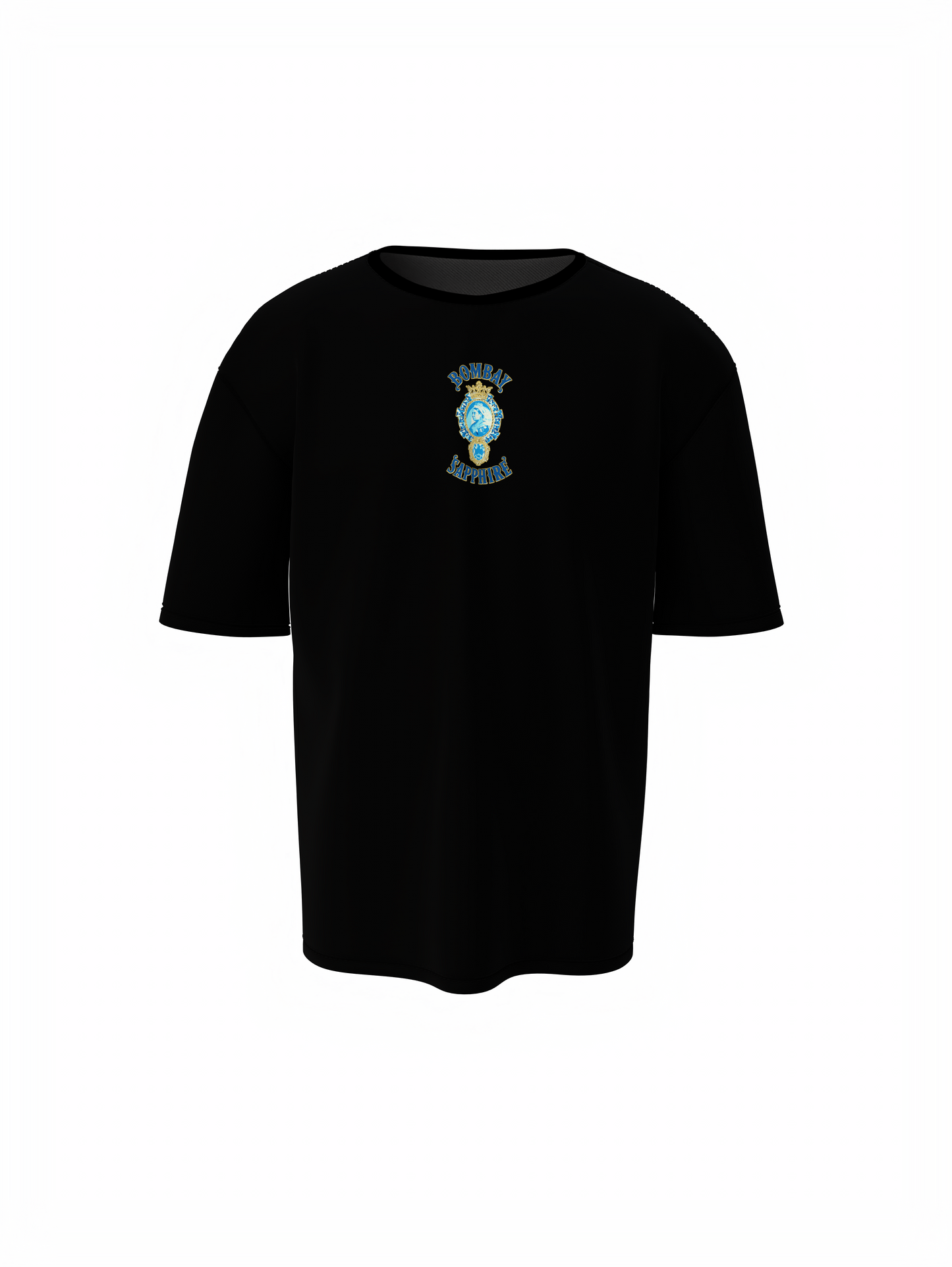 Bombay Sapphire Unisex Black Oversized T-Shirt Bold Graphic