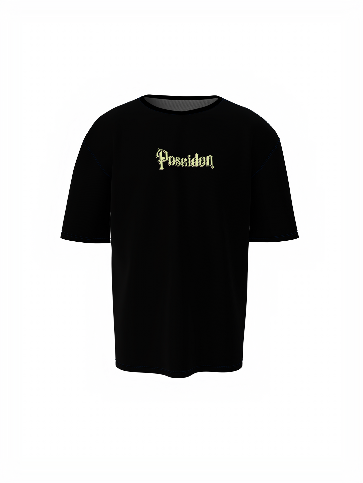 Poseidon Graphic Unisex Black Oversized T-Shirt Streetwears