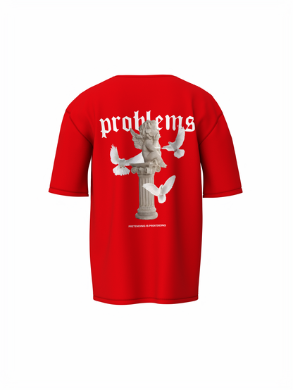 Problems Graphic Unisex Red Oversized T-Shirt