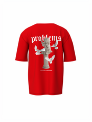 Problems Graphic Unisex Red Oversized T-Shirt