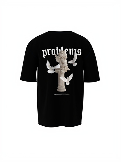 Problems Graphic Unisex Black Oversized T-Shirt Street Tee