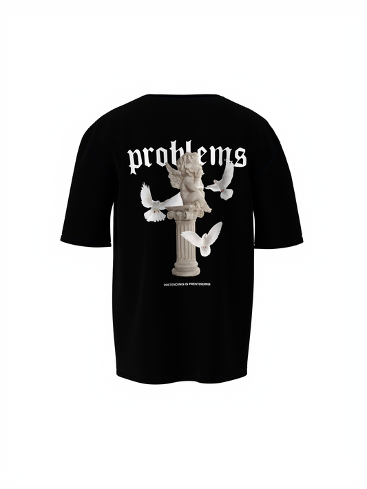 Problems Graphic Unisex Black Oversized T-Shirt Street Tee