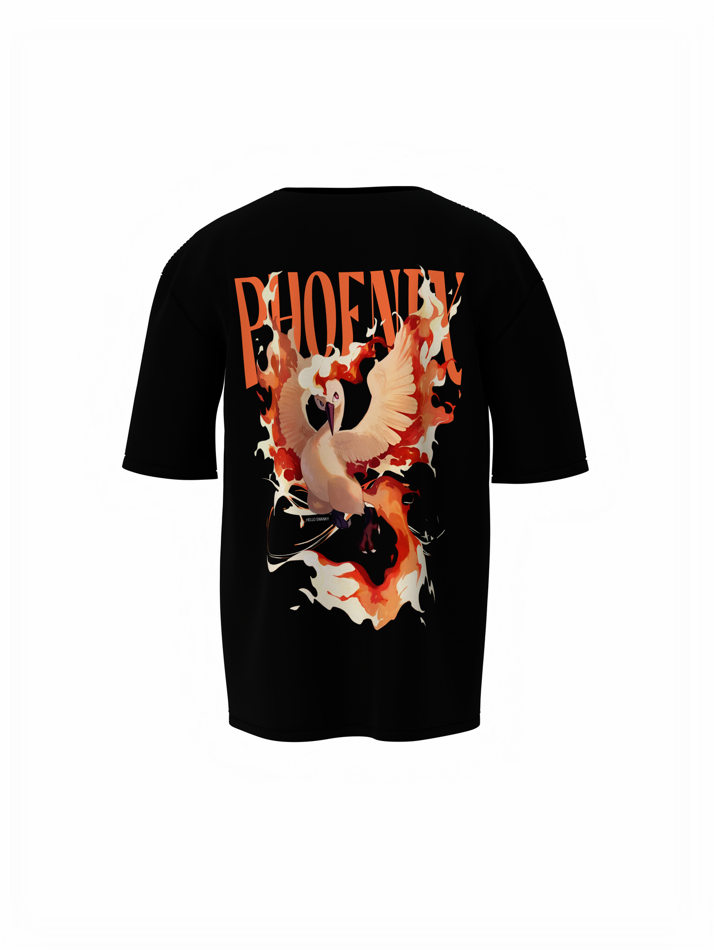 Phoenix Bird Graphic Unisex Black Oversized T-Shirt
