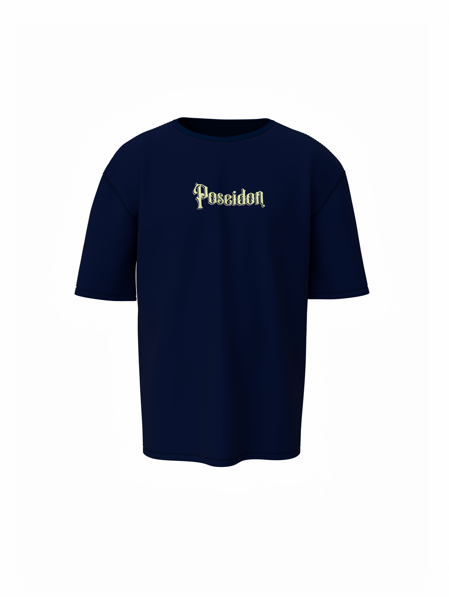 Poseidon Graphic Unisex Dark Blue Oversized T-Shirt