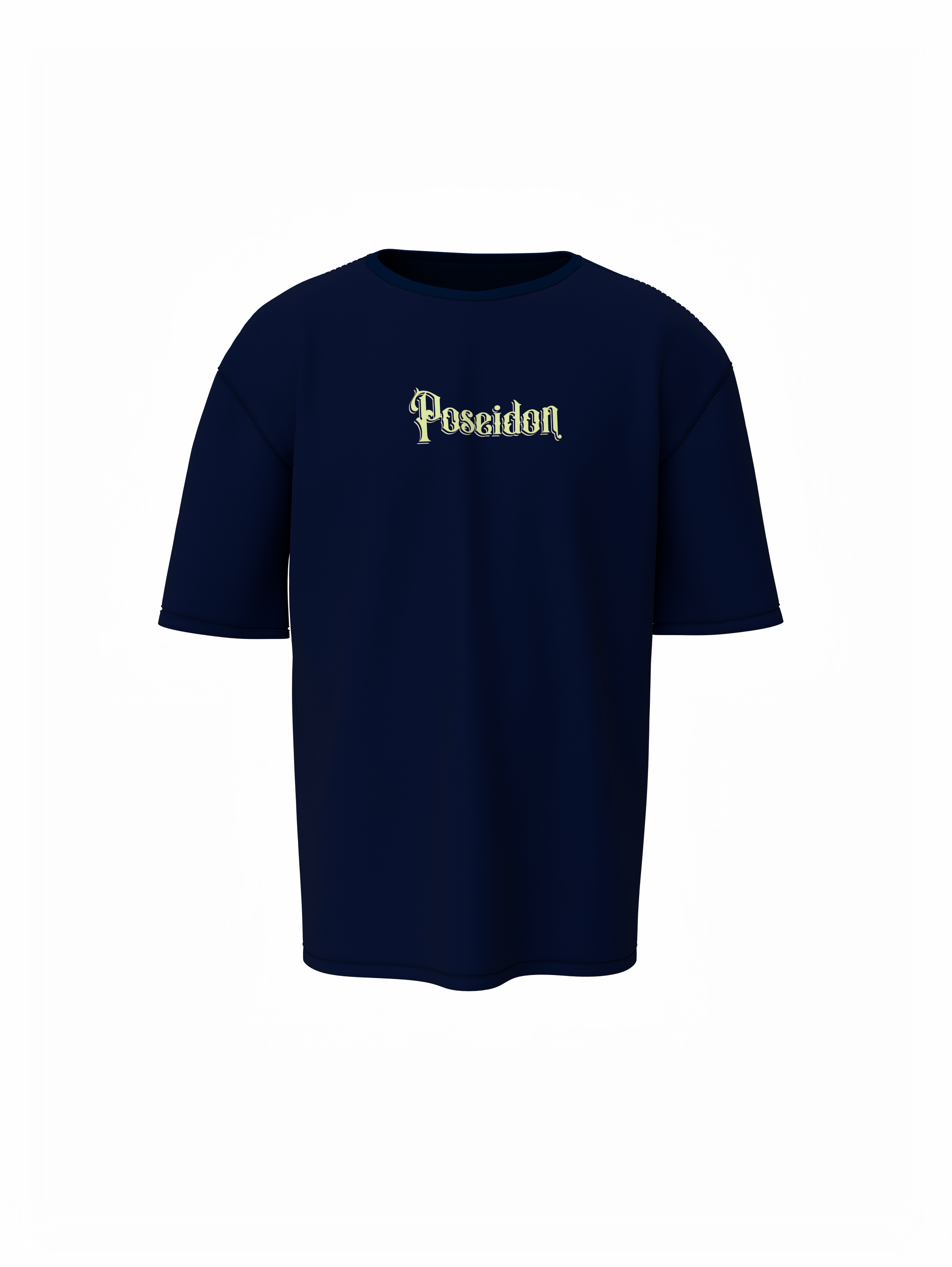 Poseidon Graphic Unisex Dark Blue Oversized T-Shirt