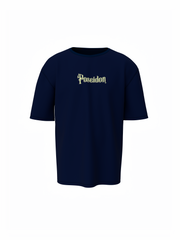 Poseidon Graphic Unisex Dark Blue Oversized T-Shirt