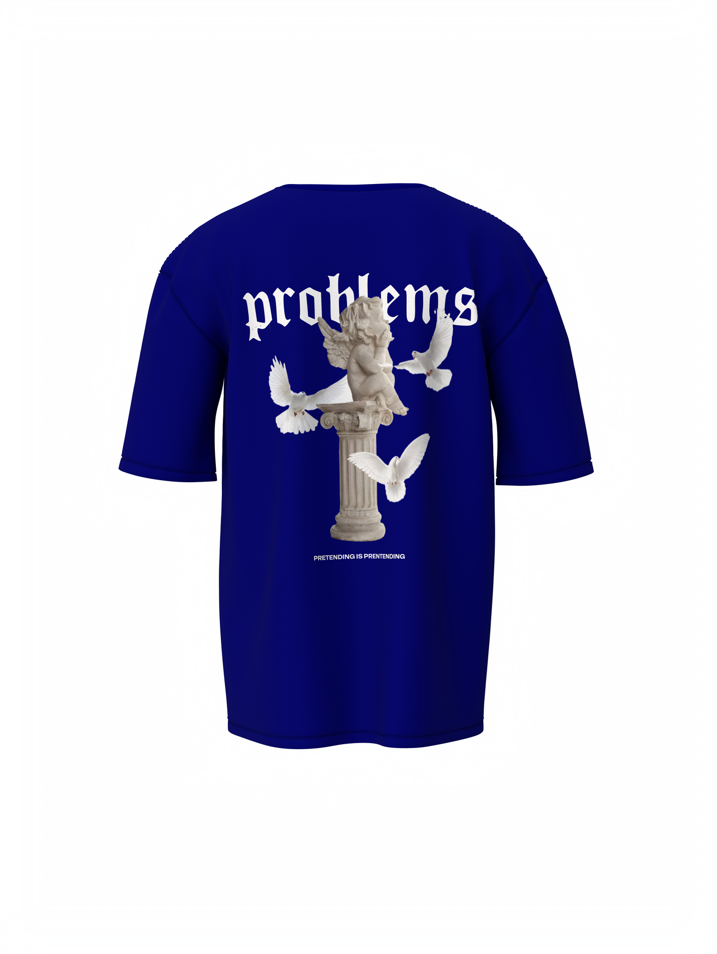 Problems Graphic Unisex Blue Oversized T-Shirt