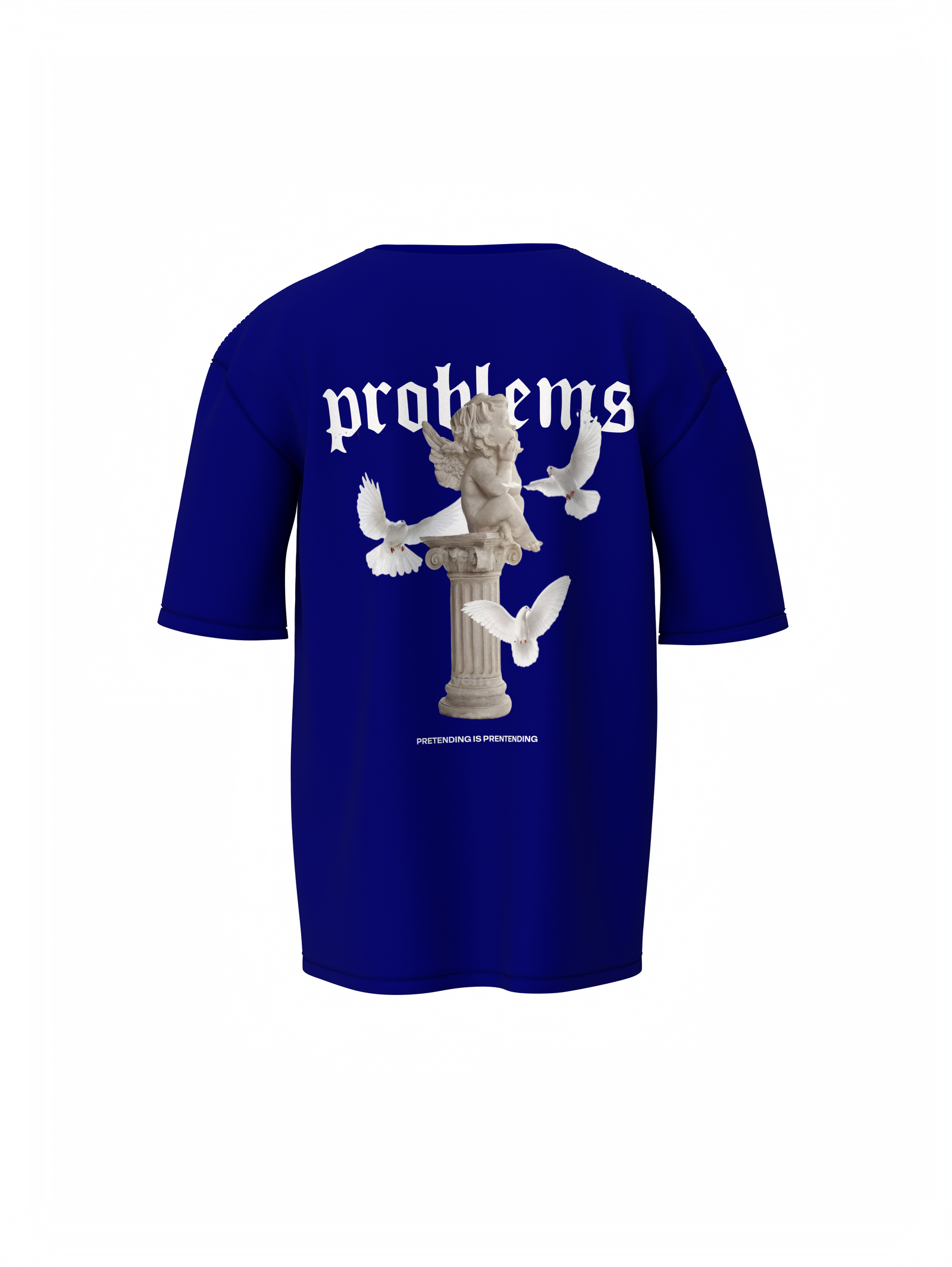 Problems Graphic Unisex Blue Oversized T-Shirt