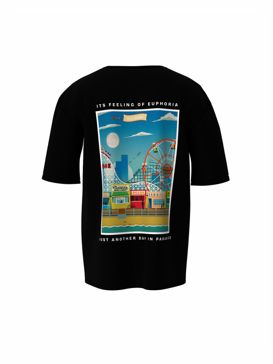Euphoria Escape Unisex Black Oversized T-Shirt