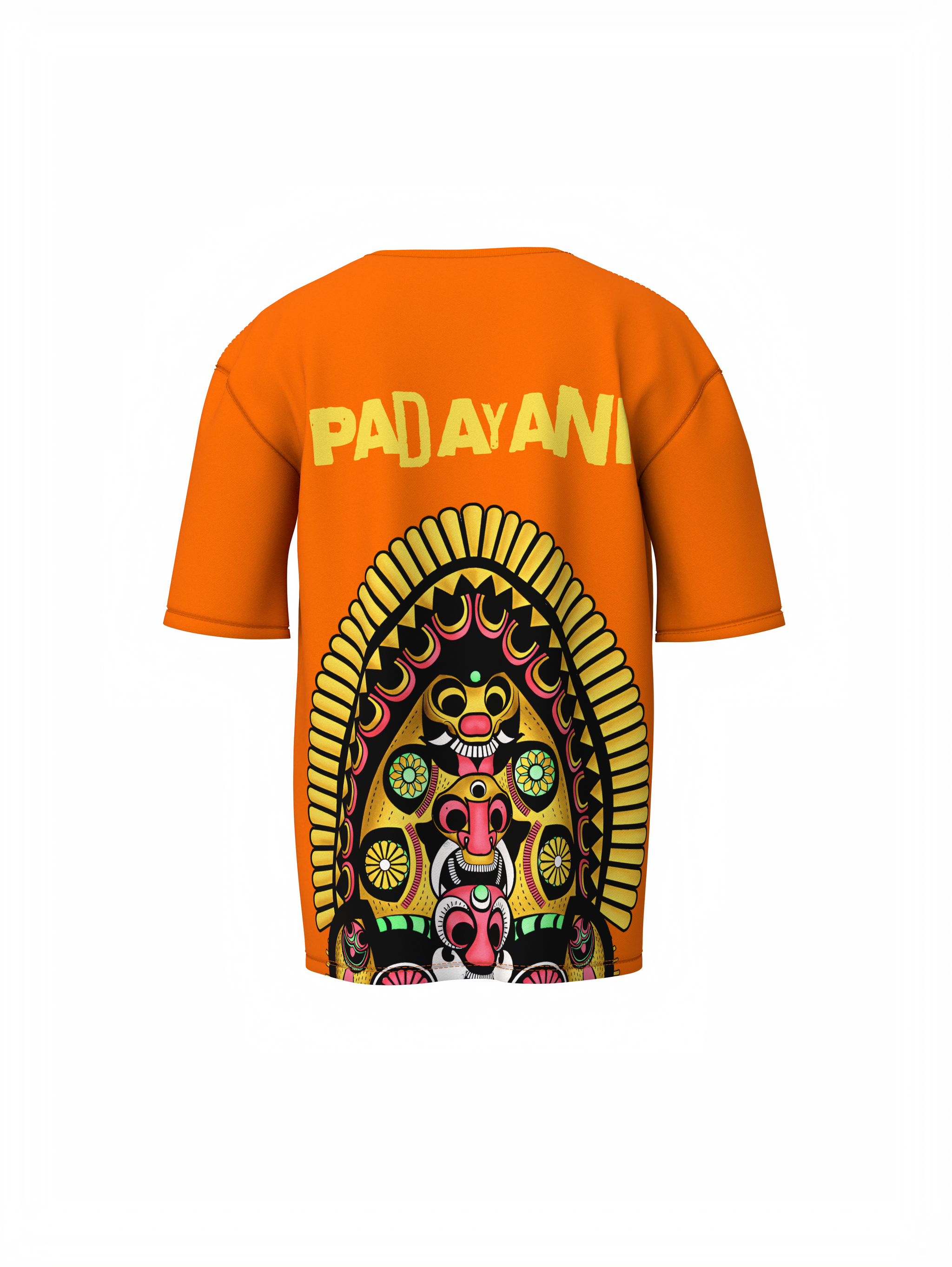 Padayani Graphic Unisex Orange Oversized T-Shirt