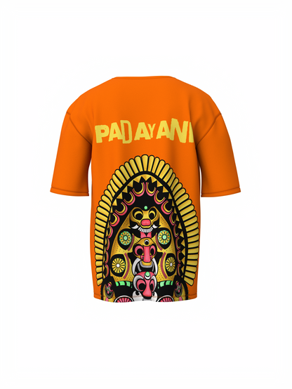 Padayani Graphic Unisex Orange Oversized T-Shirt