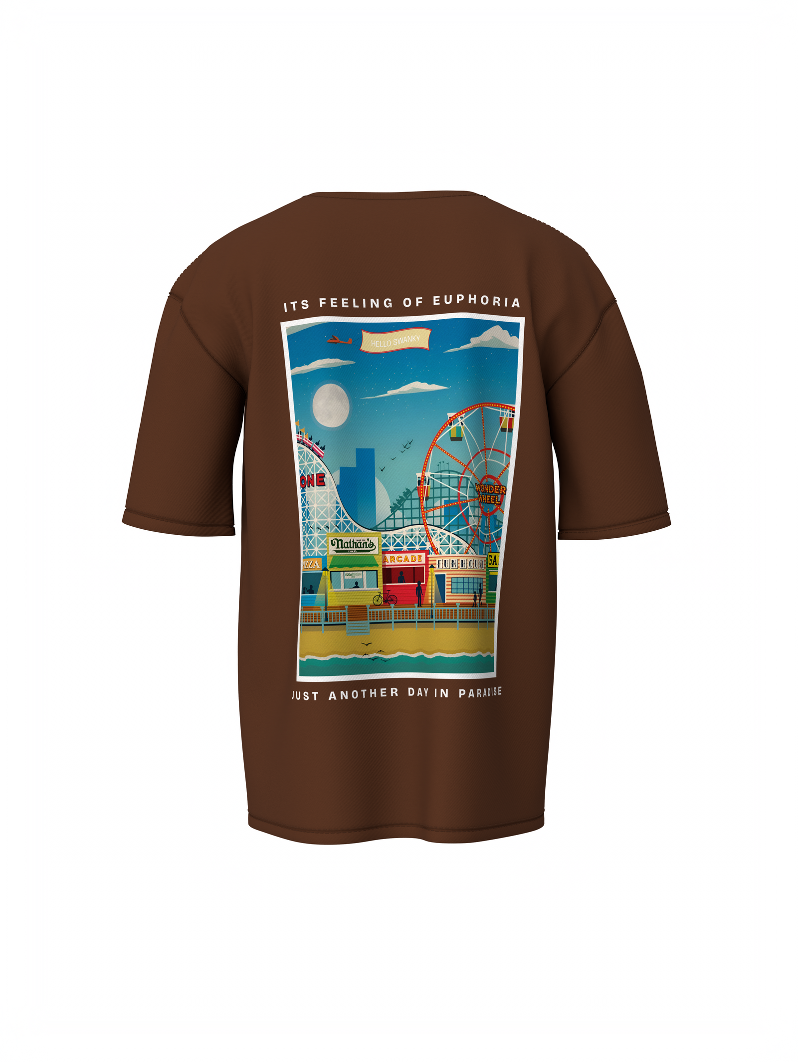 Euphoria Escape Unisex Brown Oversized T-Shirt Streetwear