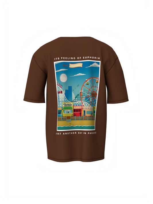 Euphoria Escape Unisex Brown Oversized T-Shirt Streetwear