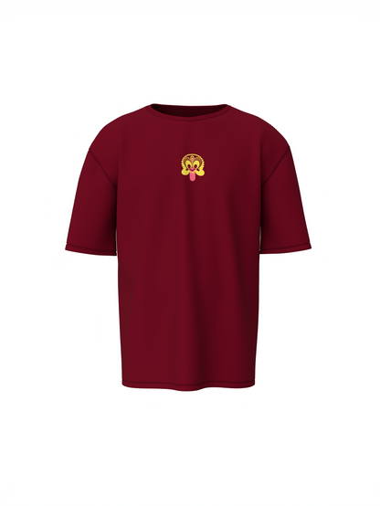 Padayani Graphic Unisex Maroon Oversized T-Shirt – Bold Streetwear Style