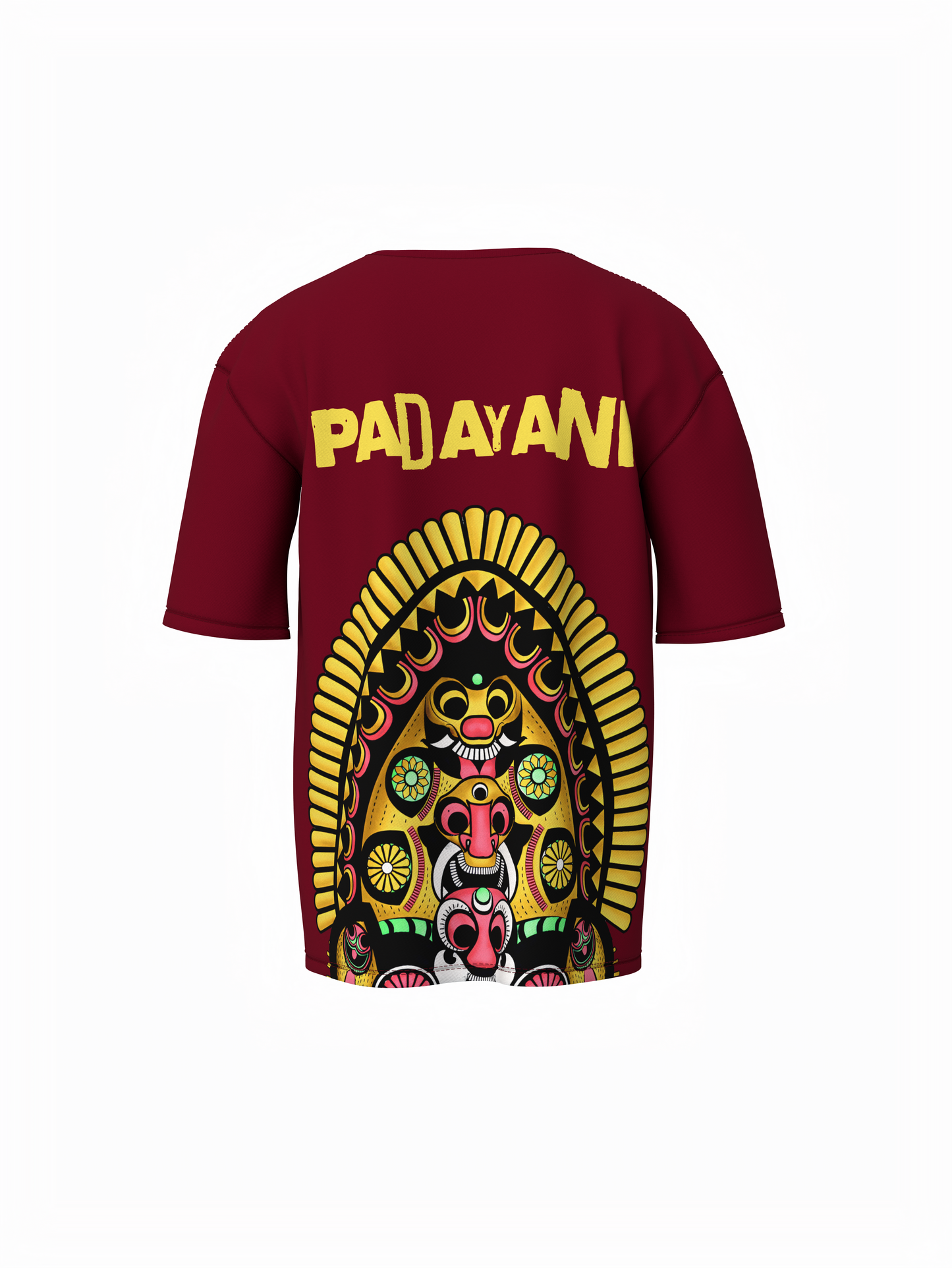 Padayani Graphic Unisex Maroon Oversized T-Shirt – Bold Streetwear Style