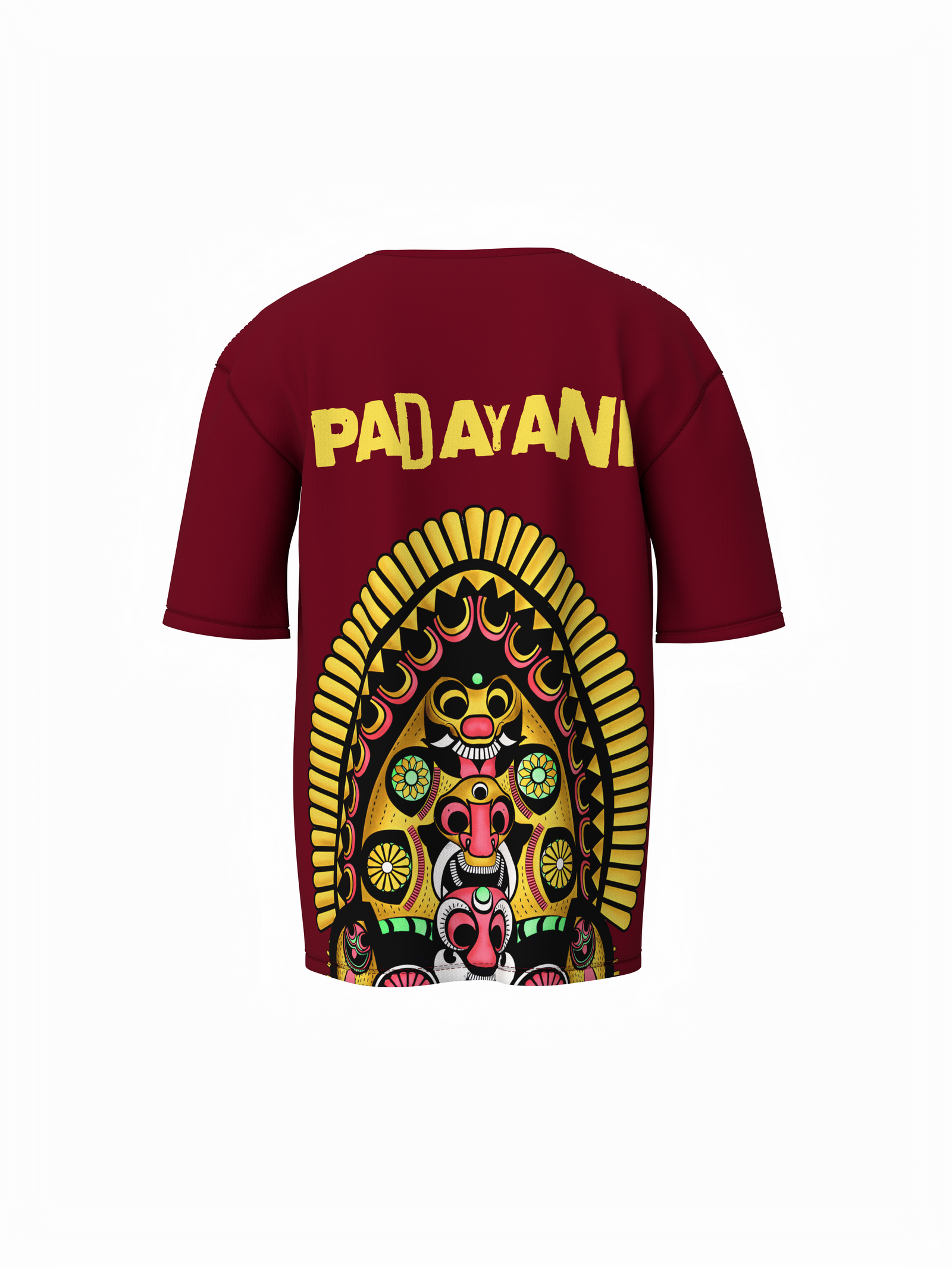 Padayani Graphic Unisex Maroon Oversized T-Shirt – Bold Streetwear Style