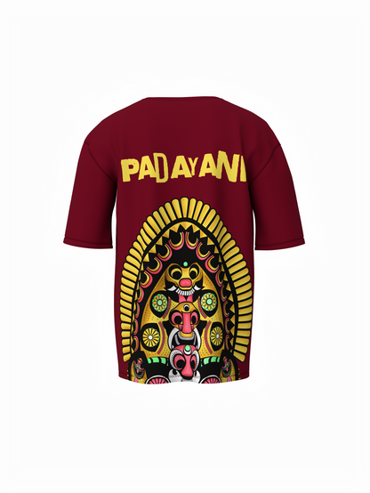 Padayani Graphic Unisex Maroon Oversized T-Shirt – Bold Streetwear Style