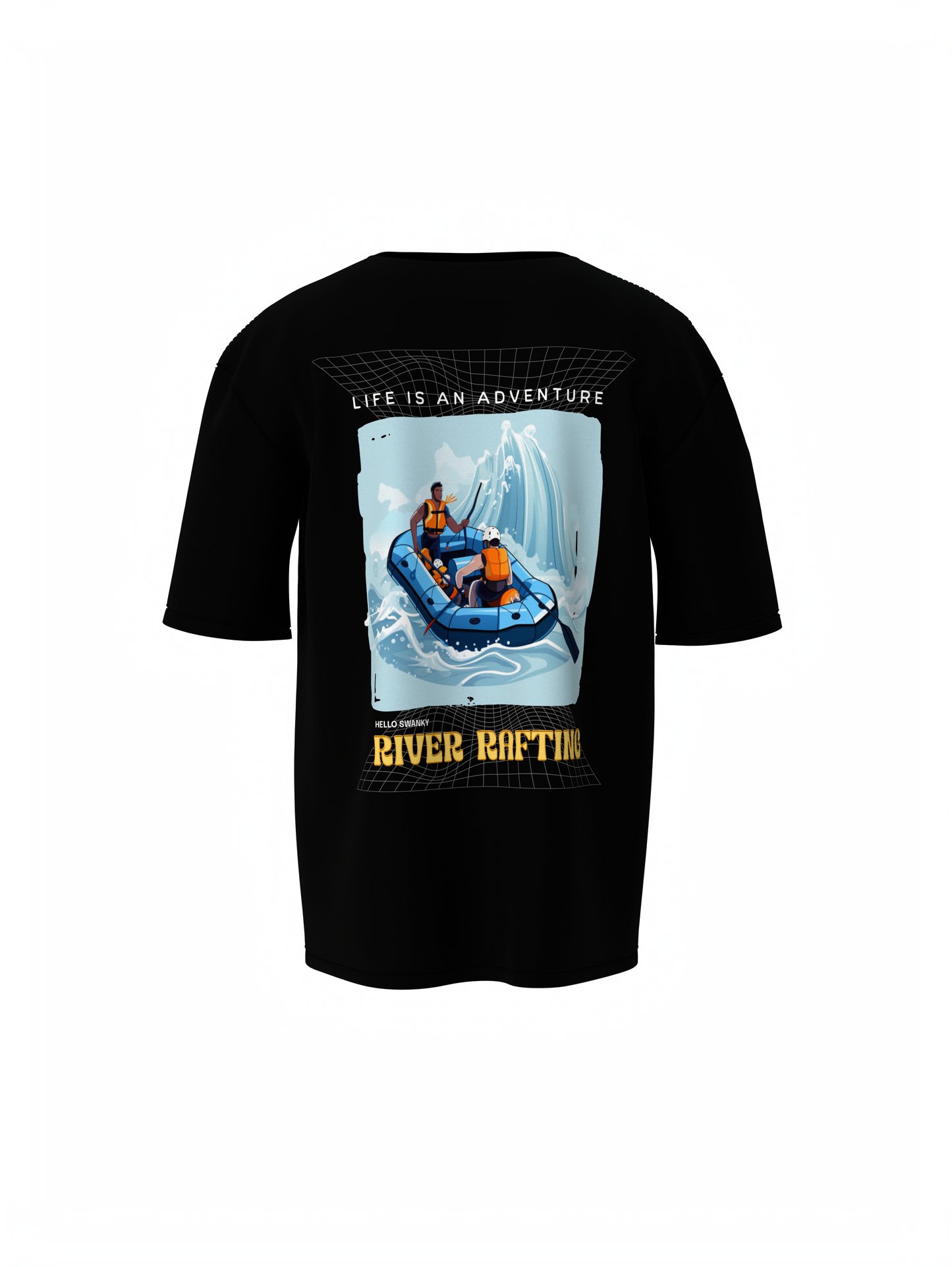 River Rafting Unisex Black Oversized Adventure T-Shirt