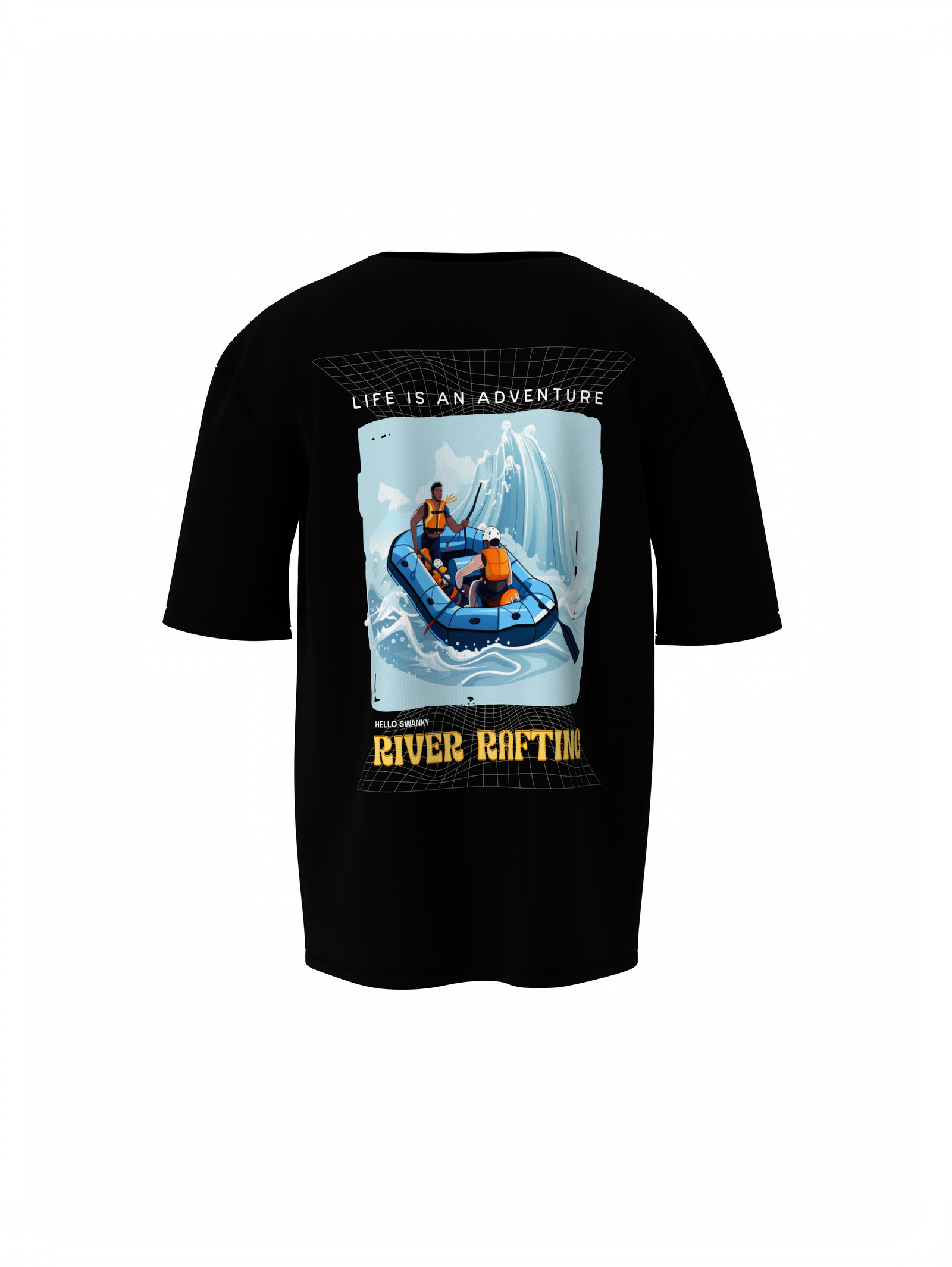 River Rafting Unisex Black Oversized Adventure T-Shirt