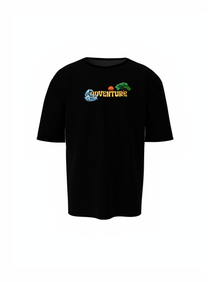 River Rafting Unisex Black Oversized Adventure T-Shirt