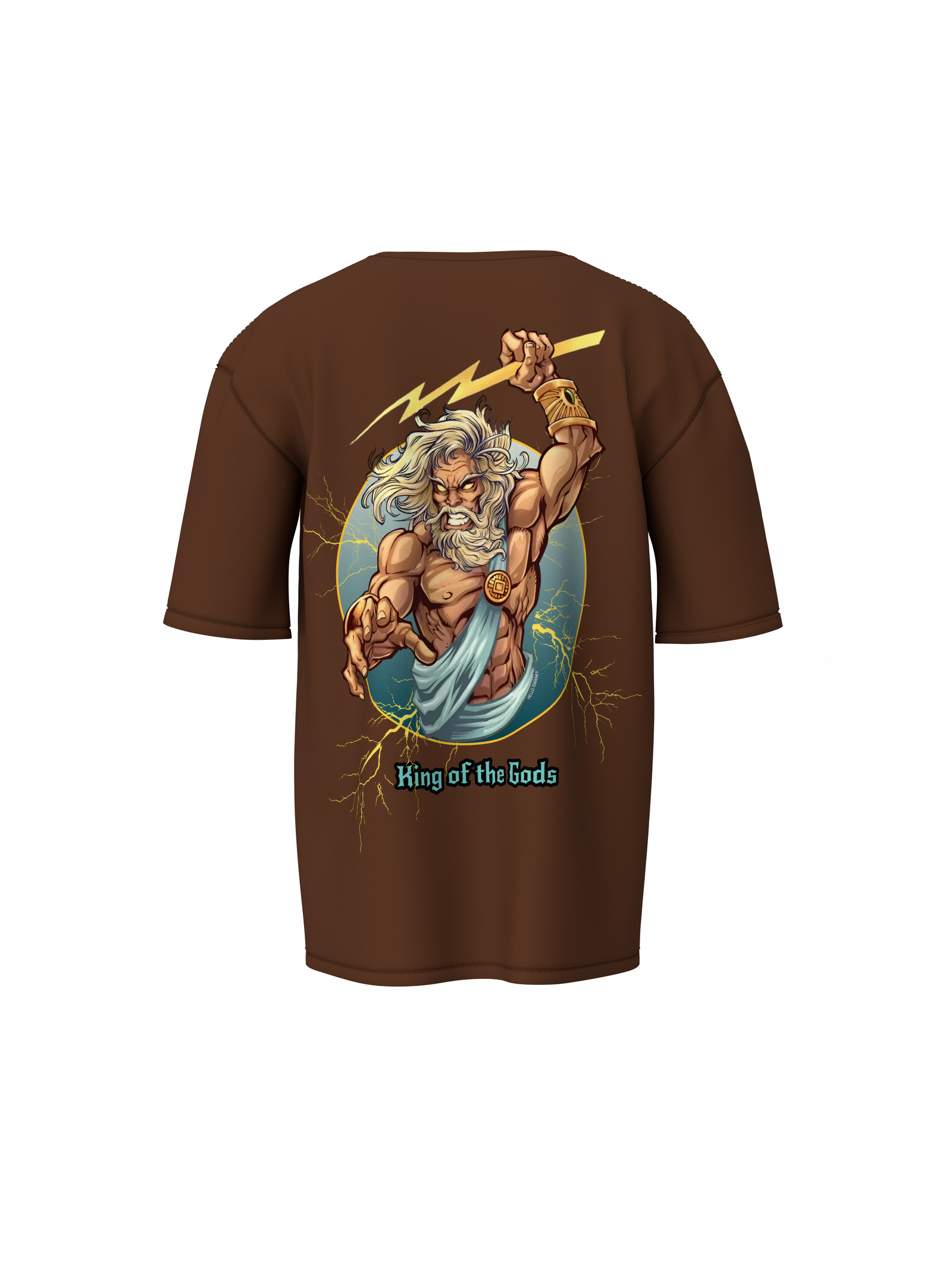 Zeus Graphic Brown Oversized T-Shirt Mythic Streetwear