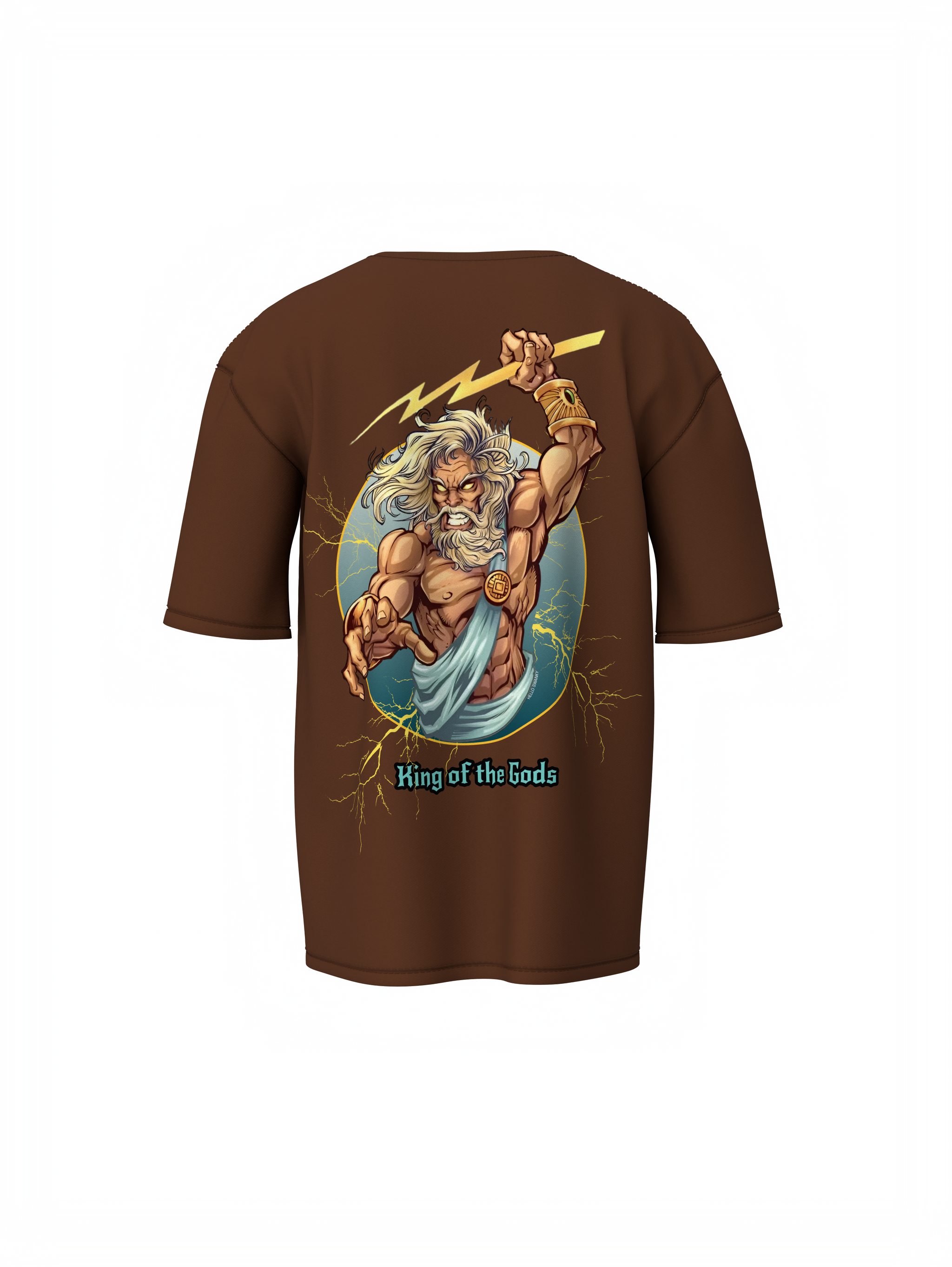 Zeus Graphic Unisex Brown Oversized T-Shirt