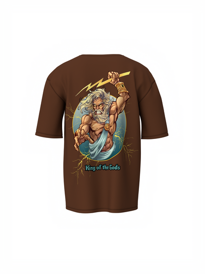 Zeus Graphic Brown Oversized T-Shirt Mythic Streetwear