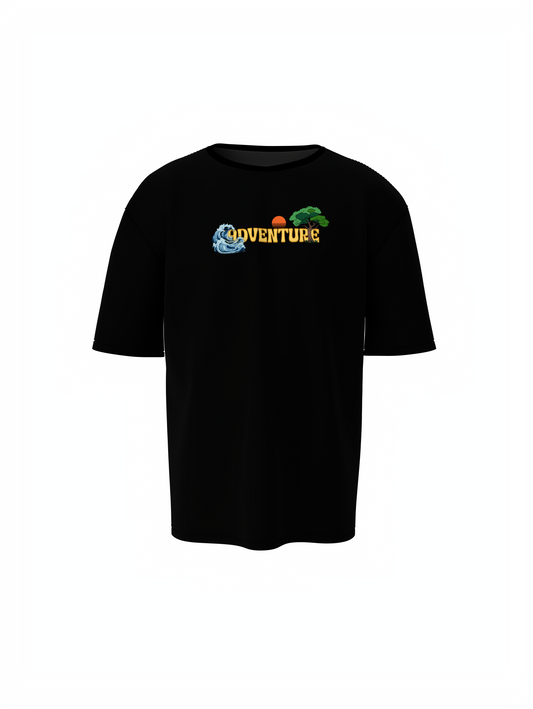 River Rafting Unisex Black Oversized Adventure T-Shirt