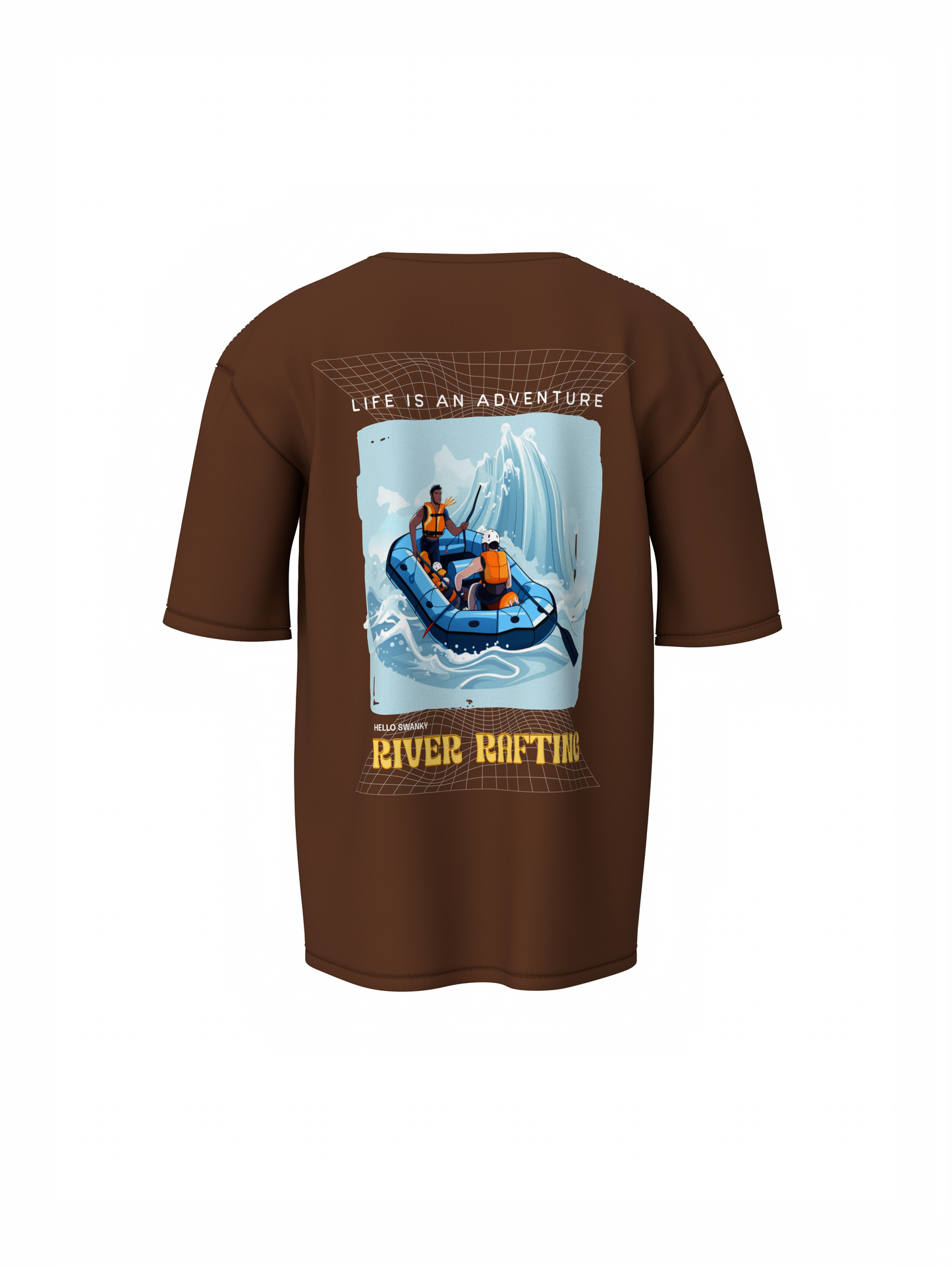River Rafting Unisex Brown Oversized Adventure T-Shirt