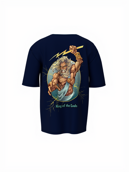 Zeus Graphic Dark Blue Oversized T-Shirt Mythic Streetwear