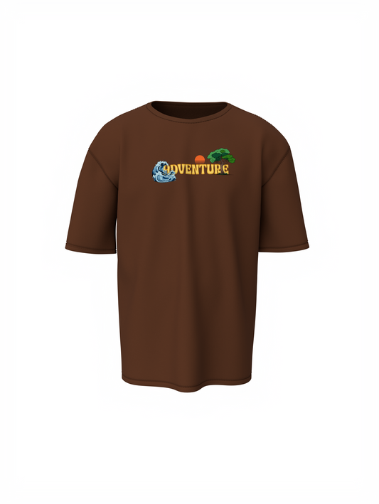River Rafting Brown Oversized Adventure T-Shirt Casual Wear